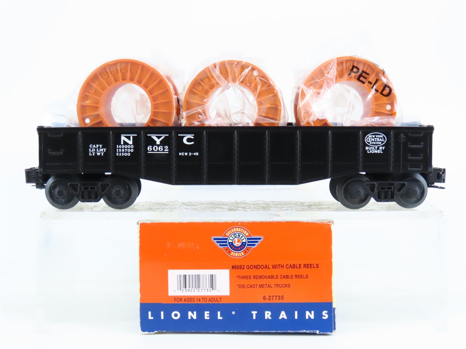 O Gauge 3-Rail Lionel 6-27735 NYC New York Central Gondola #6062 w/Coil Loads