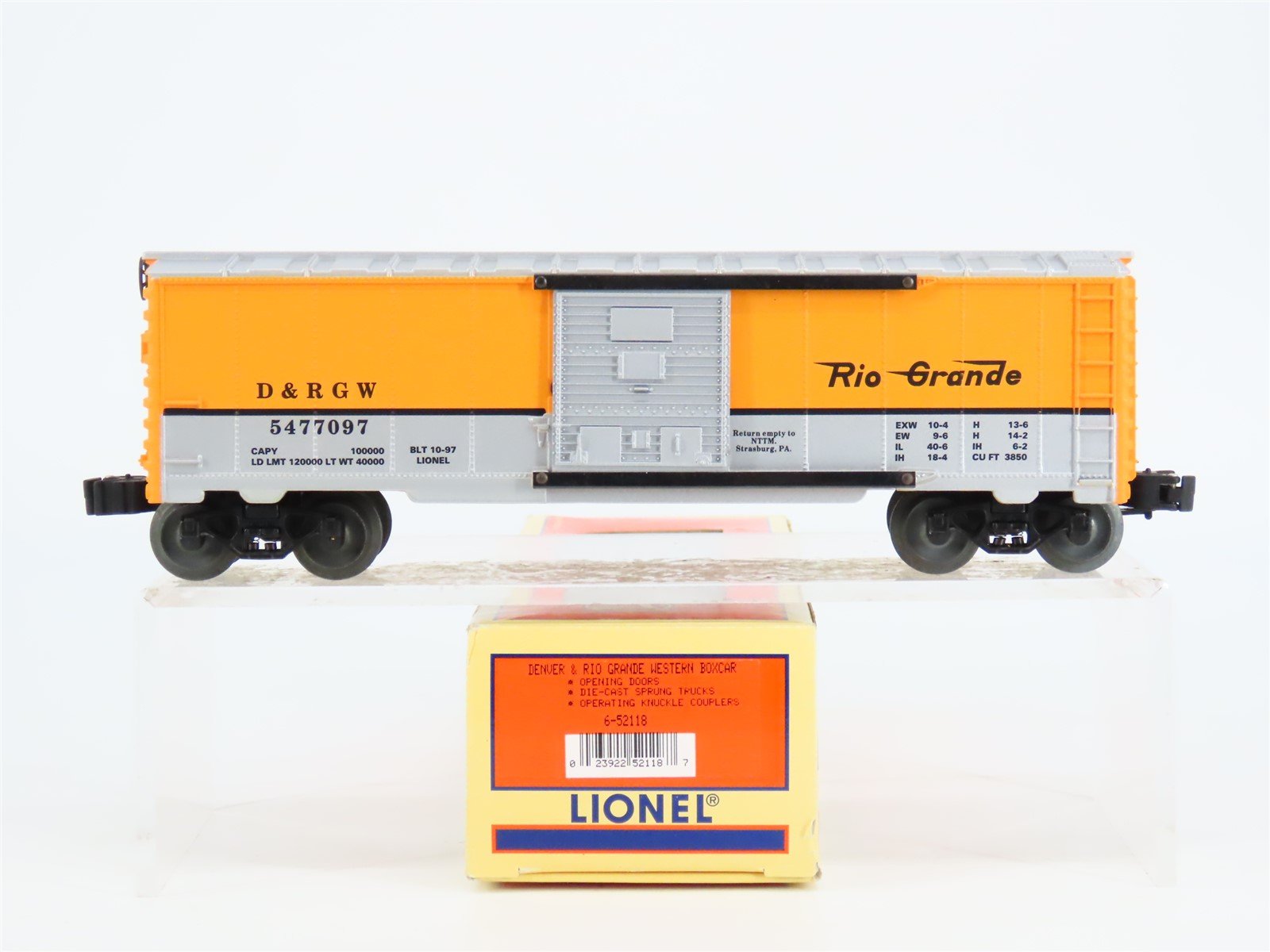 O Gauge 3-Rail Lionel 6-52118 DRGW Rio Grande Boxcar #5477097