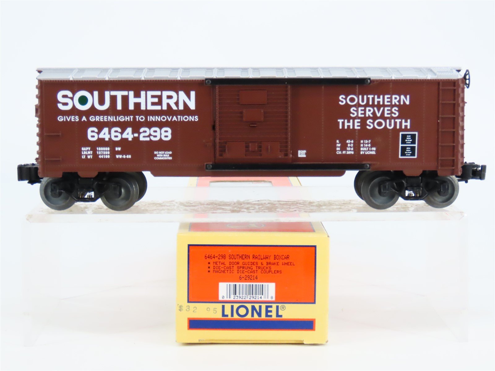 O Gauge 3-Rail Lionel 6-29214 Southern "Serves The South" Boxcar #6464-298