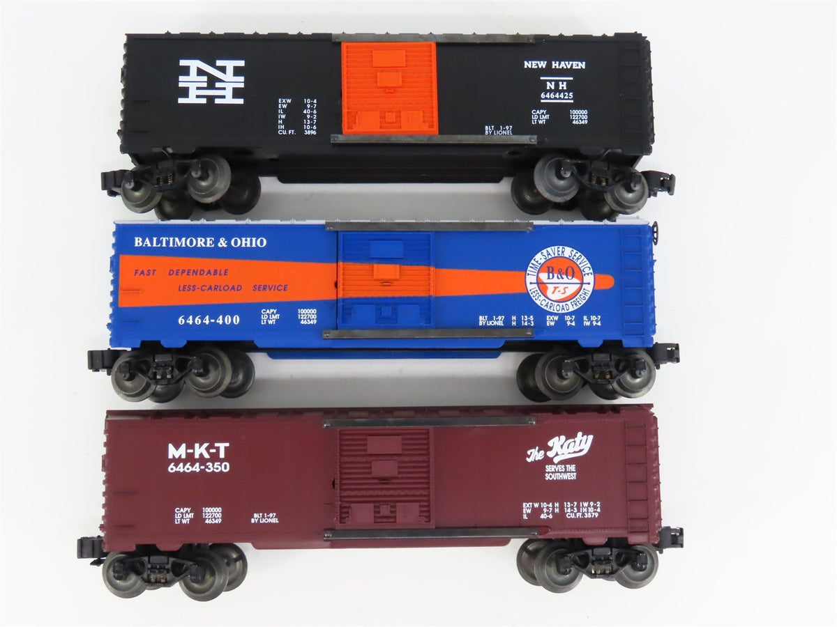 O Gauge 3-Rail Lionel 6-19292 6464 Series VII MKT/B&amp;O/NH Boxcar 3-Pack