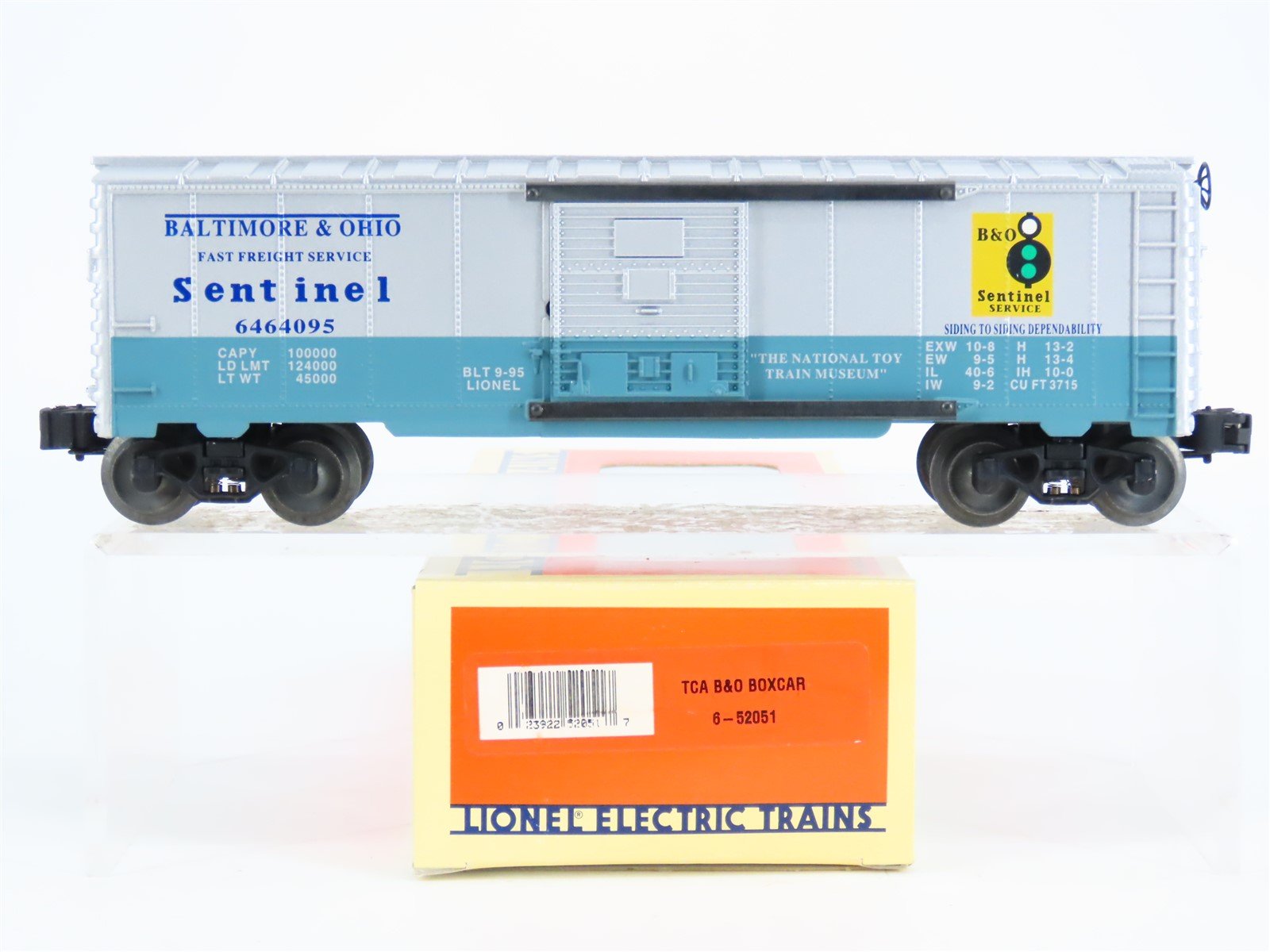O Gauge 3-Rail Lionel 6-52051 TCA B&O Railway "Sentinel" Boxcar #6464-095