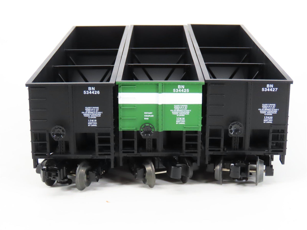 O Gauge 3-Rail Lionel 6-17417 BN Burlington Northern Bathtub Gondola 3-Car Pack