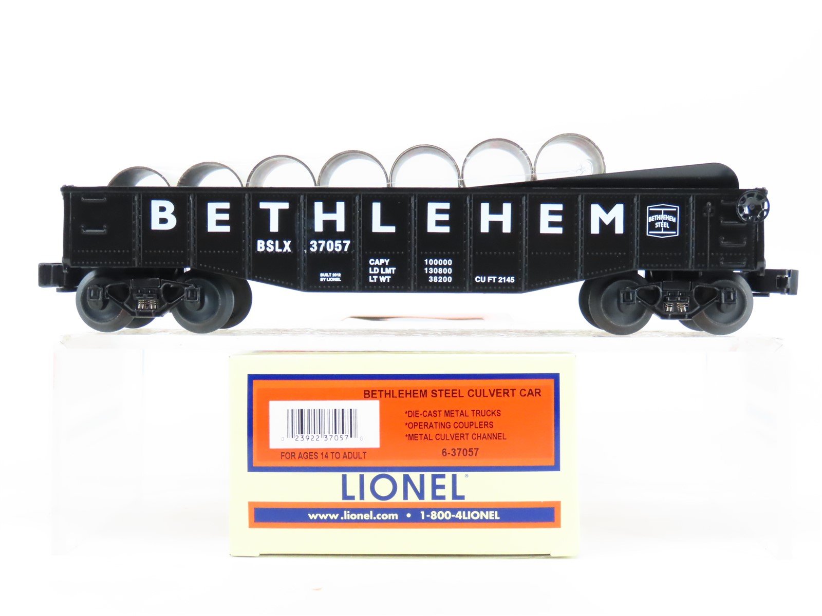 O Gauge 3-Rail Lionel 6-37057 BSLX Bethlehem Steel Culvert Car #37057 w/Load