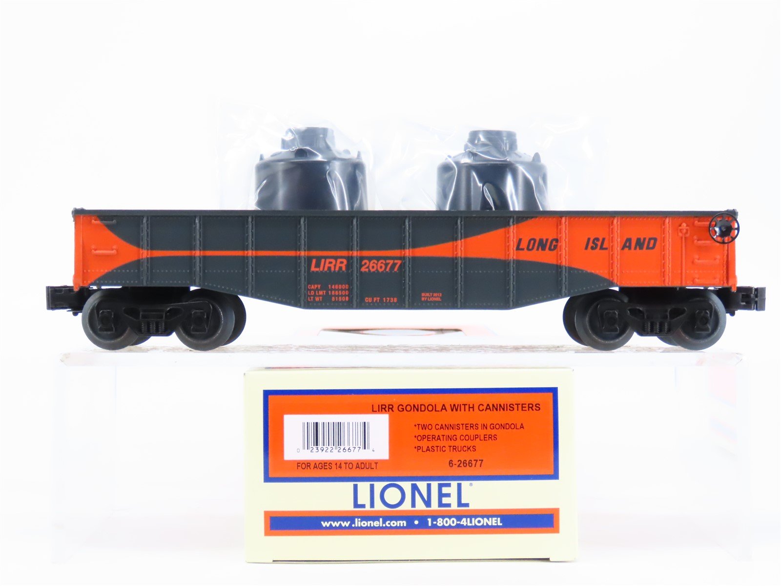 O Gauge 3-Rail Lionel 6-26677 LIRR Long Island Gondola Car #26677 w/Load