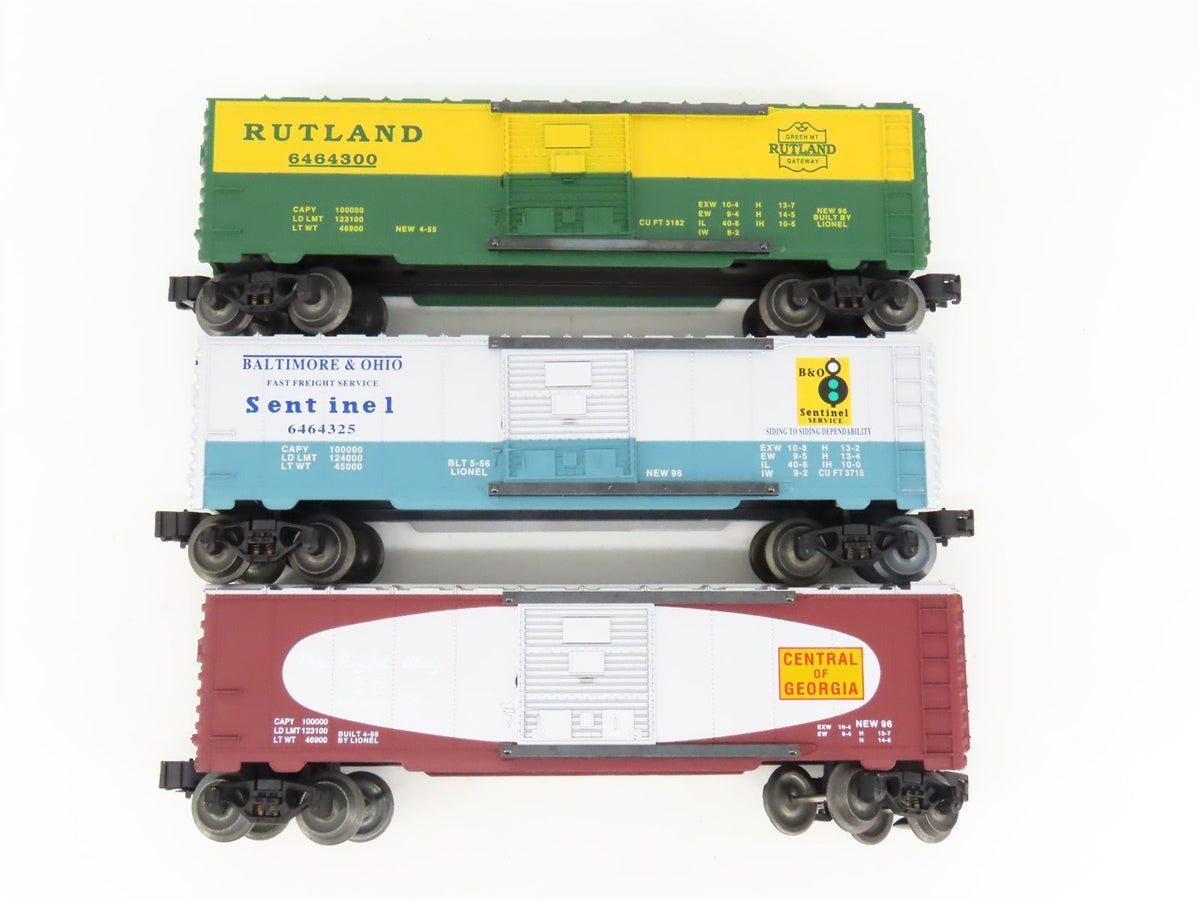 O Gauge 3-Rail Lionel 6-19276 6464 Series V CofG/B&amp;O/RUT Boxcar 3-Pack