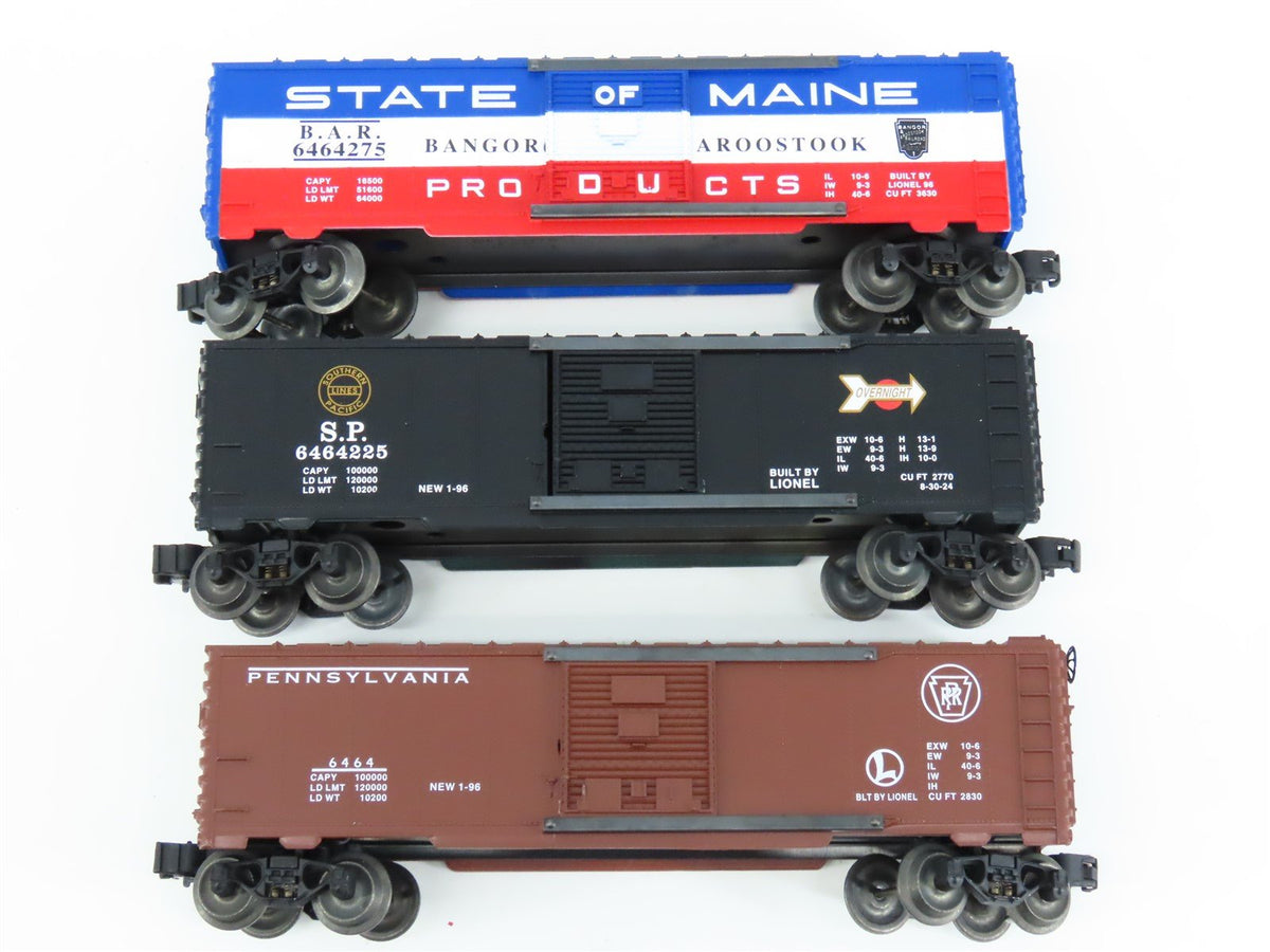 O Gauge 3-Rail Lionel 6-19272 6464 Series #4 BAR/PRR/SP Boxcar 3-Pack