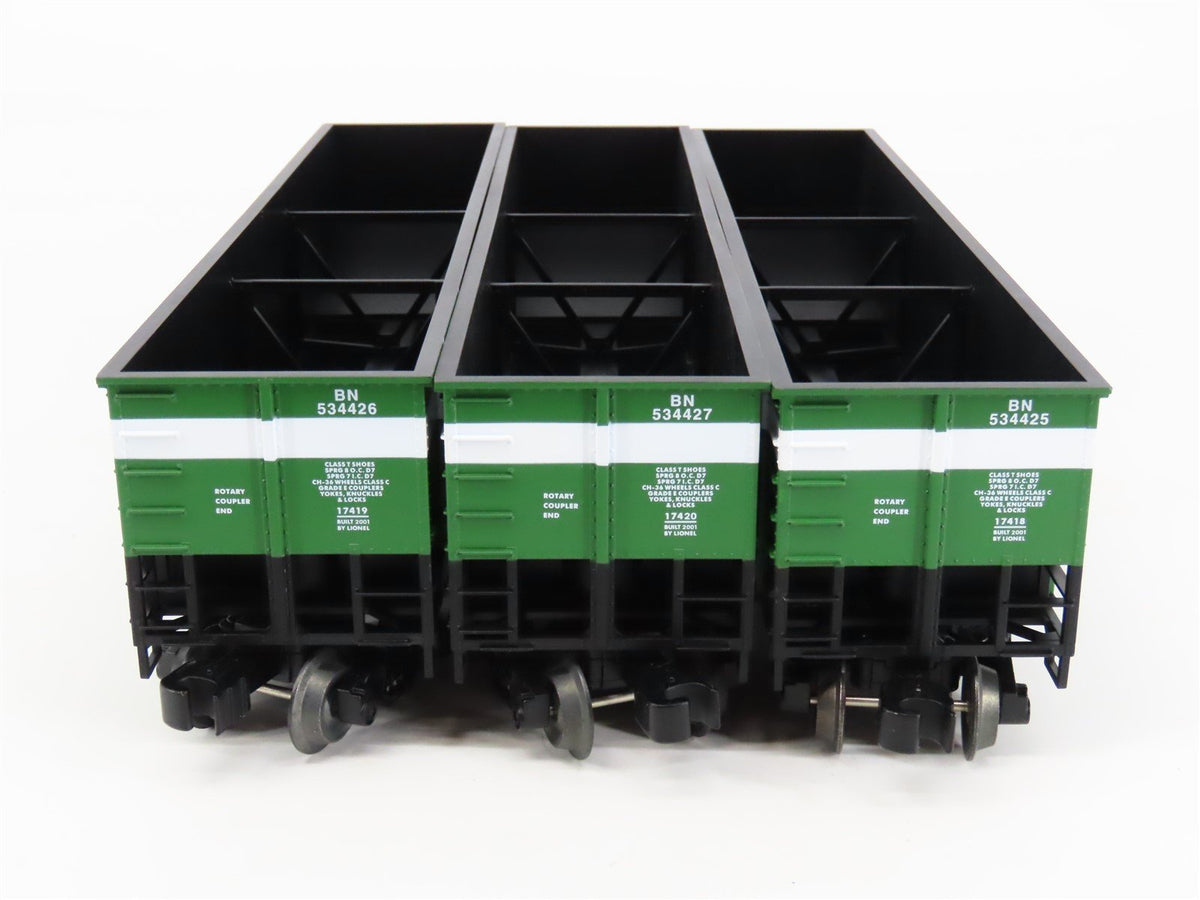 O Gauge 3-Rail Lionel 6-17417 BN Burlington Northern Bathtub Gondola 3-Car Pack