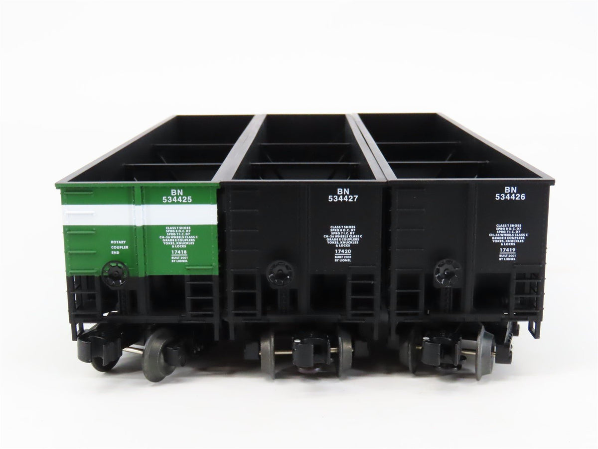 O Gauge 3-Rail Lionel 6-17417 BN Burlington Northern Bathtub Gondola 3-Car Pack