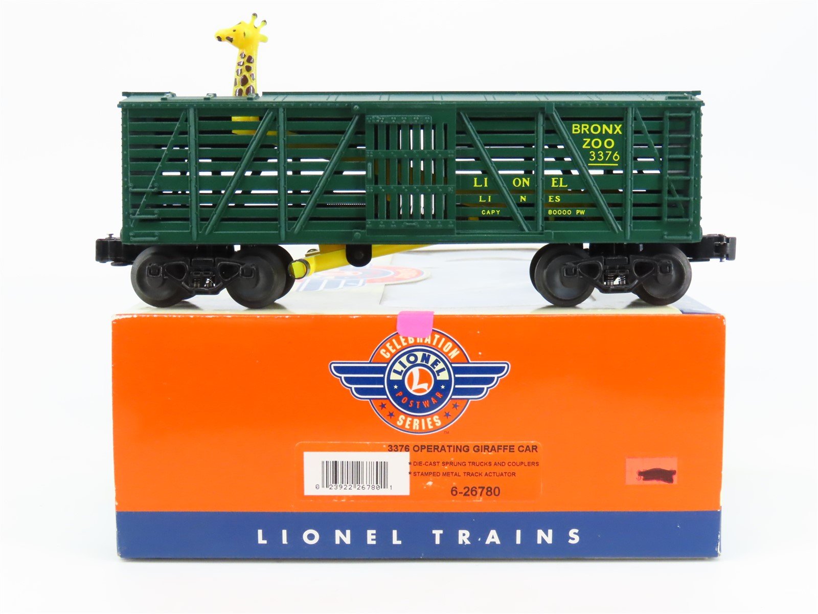 O Gauge 3-Rail Lionel 6-26780 3376 Operating Giraffe Stock Car #3376