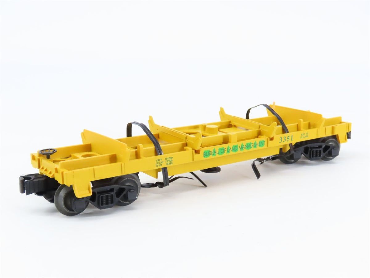 O Gauge 3-Rail Lionel 6-16765 Bureau of Land Management Operating Log Car #3351