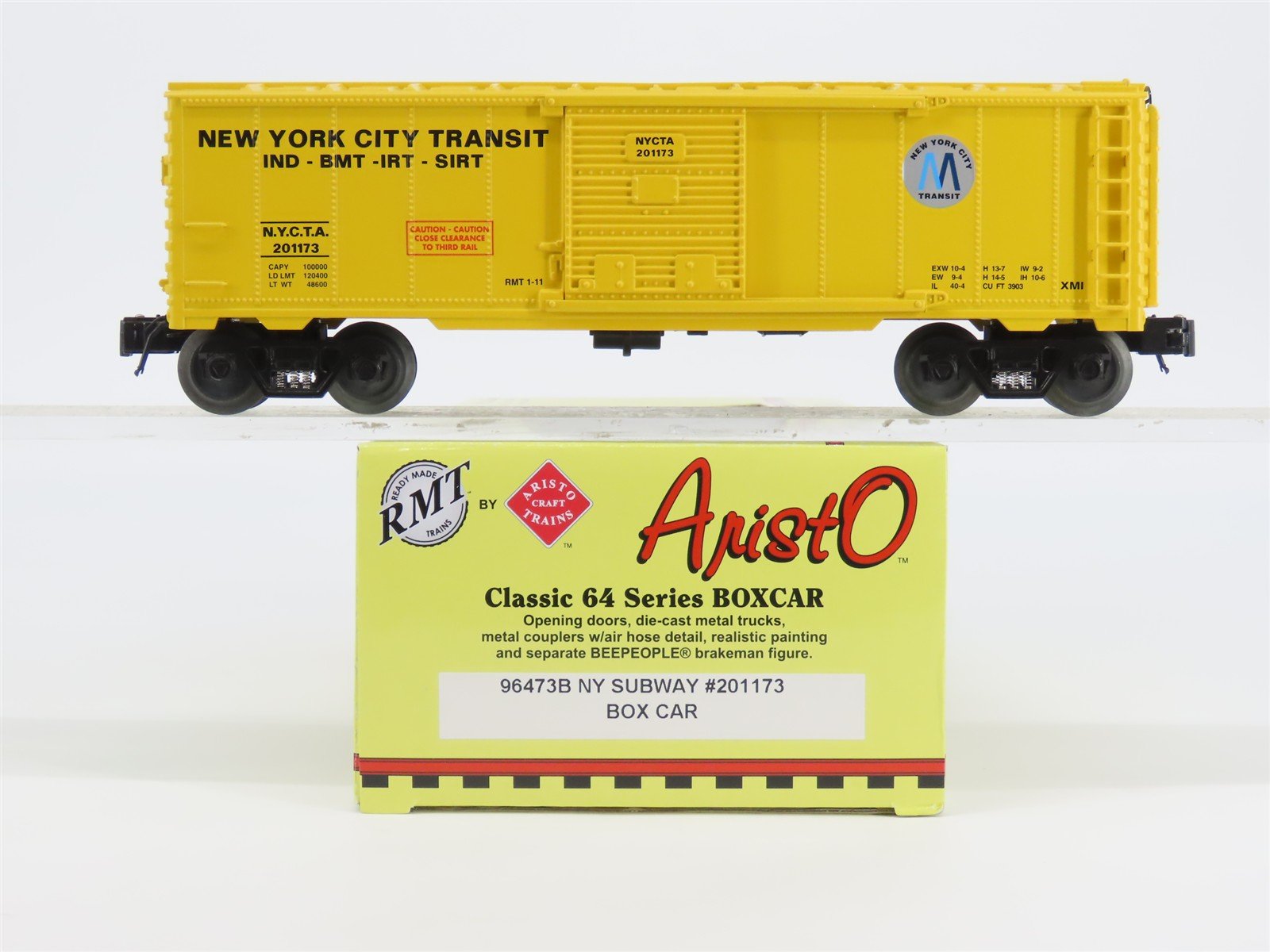 O Gauge 3-Rail Aristocraft 96473B NYCTA NY Subway Box Car w/Brakeman #201173