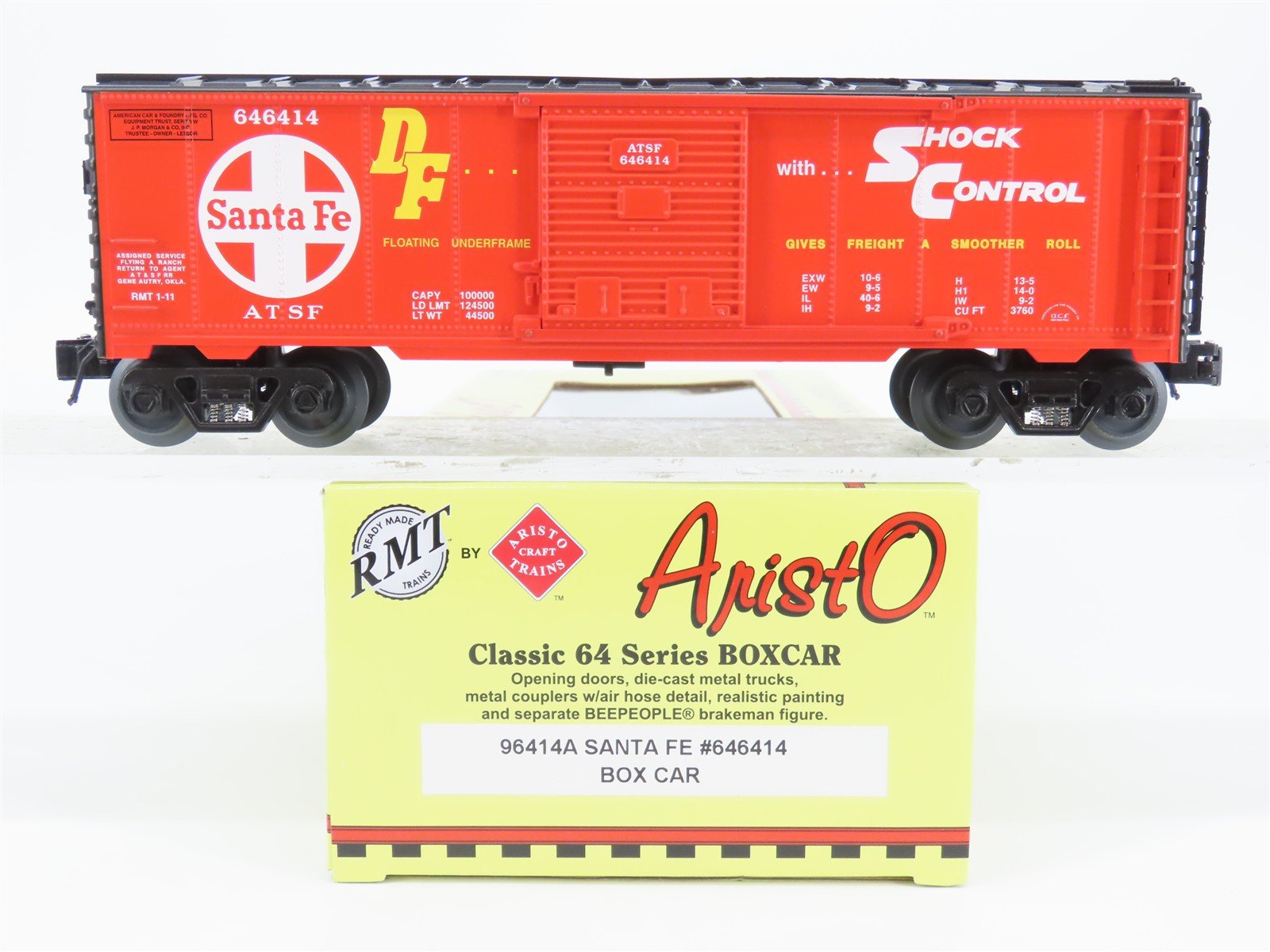 O Gauge 3-Rail Aristocraft 96414A ATSF Santa Fe Box Car w/Brakeman #646414