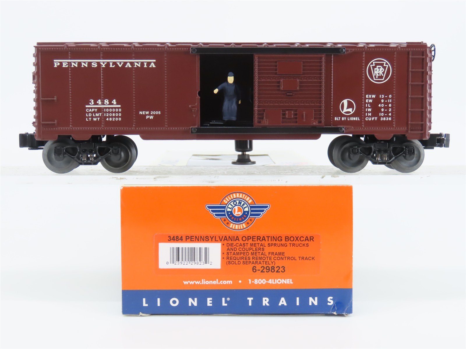 O Gauge 3-Rail Lionel 6-29823 PRR Pennsylvania Operating Box Car 3484