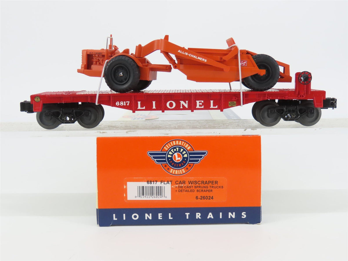 O Gauge 3-Rail Lionel 6-26024 Post War Flat Car w/ MILW Allis-Chalmers Scraper