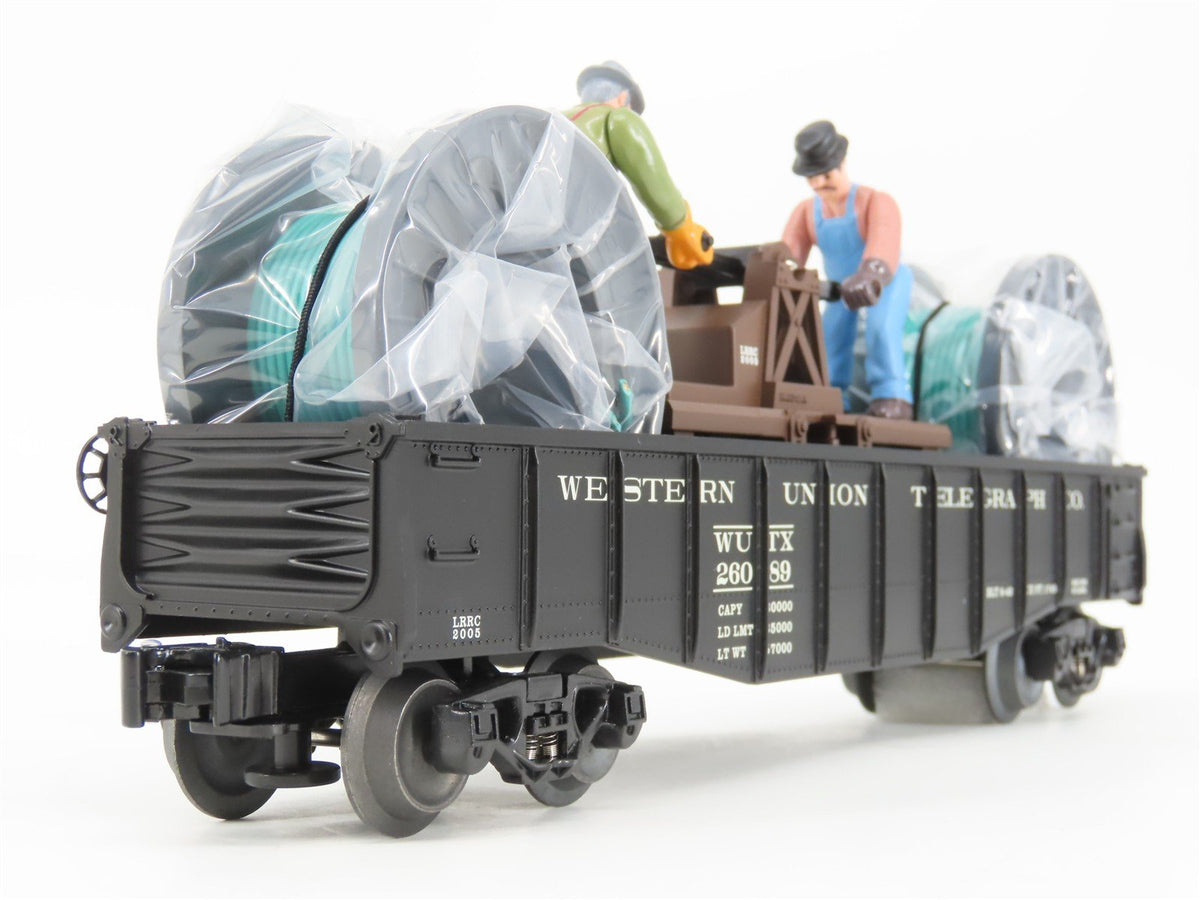 O Gauge 3-Rail Lionel 6-26089 LRRC Western Union Gondola w/Handcar &amp; Cable Reels