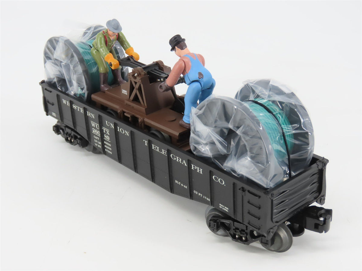 O Gauge 3-Rail Lionel 6-26089 LRRC Western Union Gondola w/Handcar &amp; Cable Reels