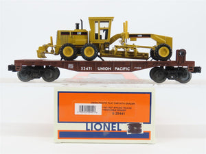 O Gauge 3-Rail Lionel 6-29441 UP Union Pacific Flat Car #53471 w/ CAT Grader