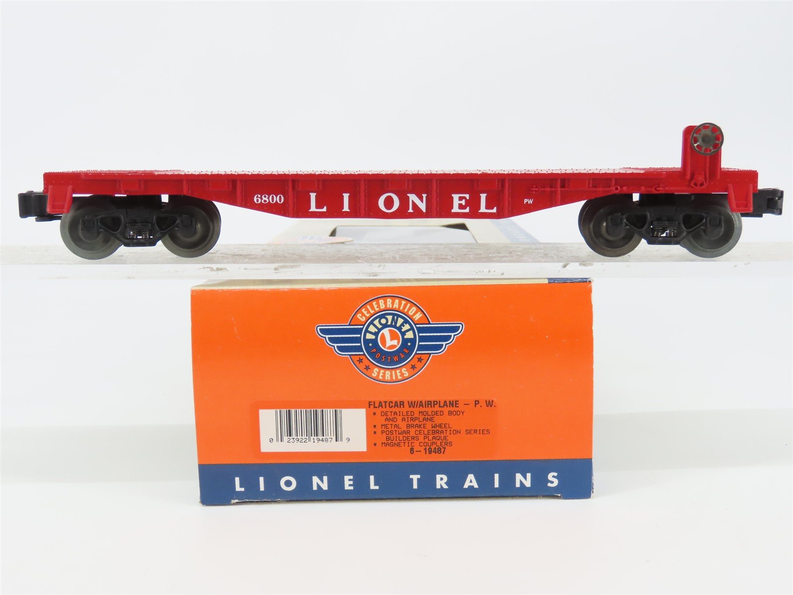O Gauge 3-Rail Lionel Postwar 6-19487 Flatcar #6800 w/Airplane