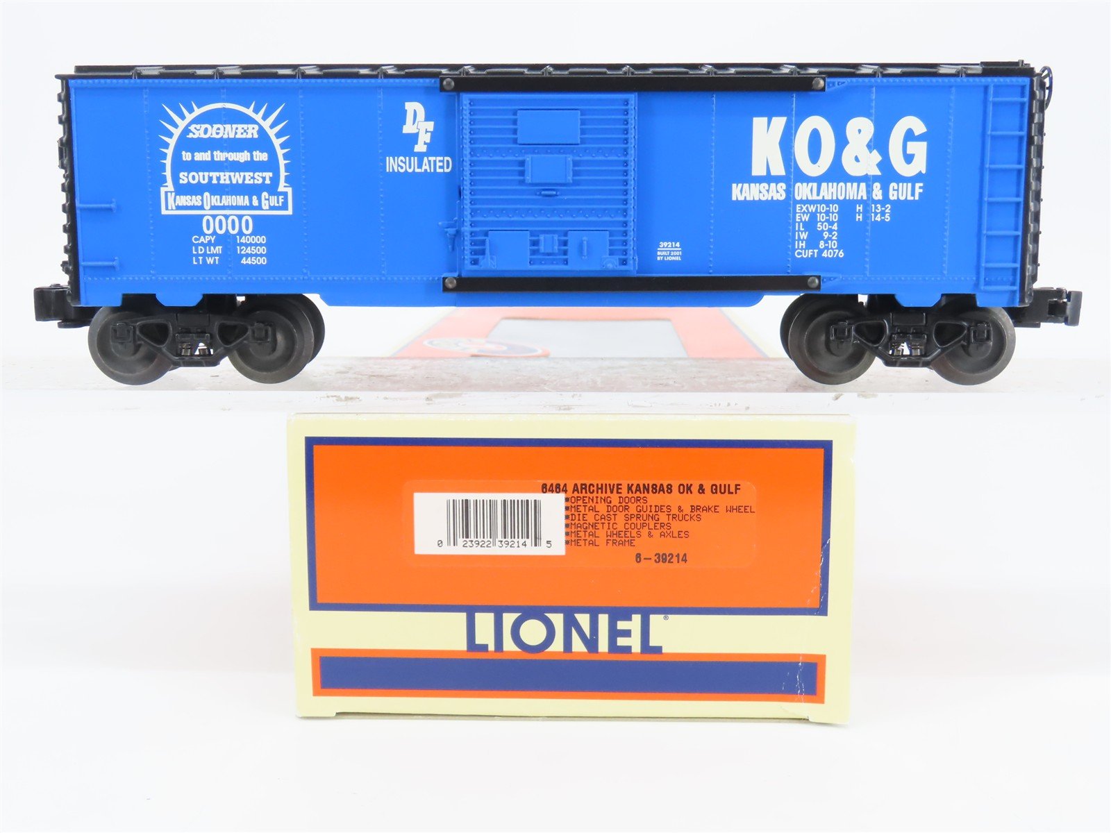 O Gauge 3-Rail Lionel 6464 Archive 6-39214 KO&G Kansas, Oklahoma & Gulf Boxcar