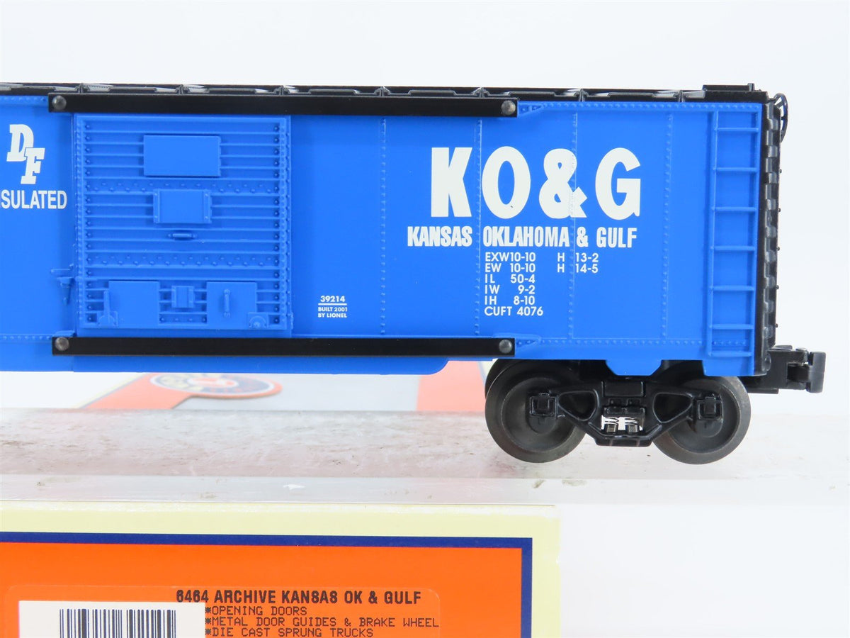 O Gauge 3-Rail Lionel 6464 Archive 6-39214 KO&amp;G Kansas, Oklahoma &amp; Gulf Boxcar