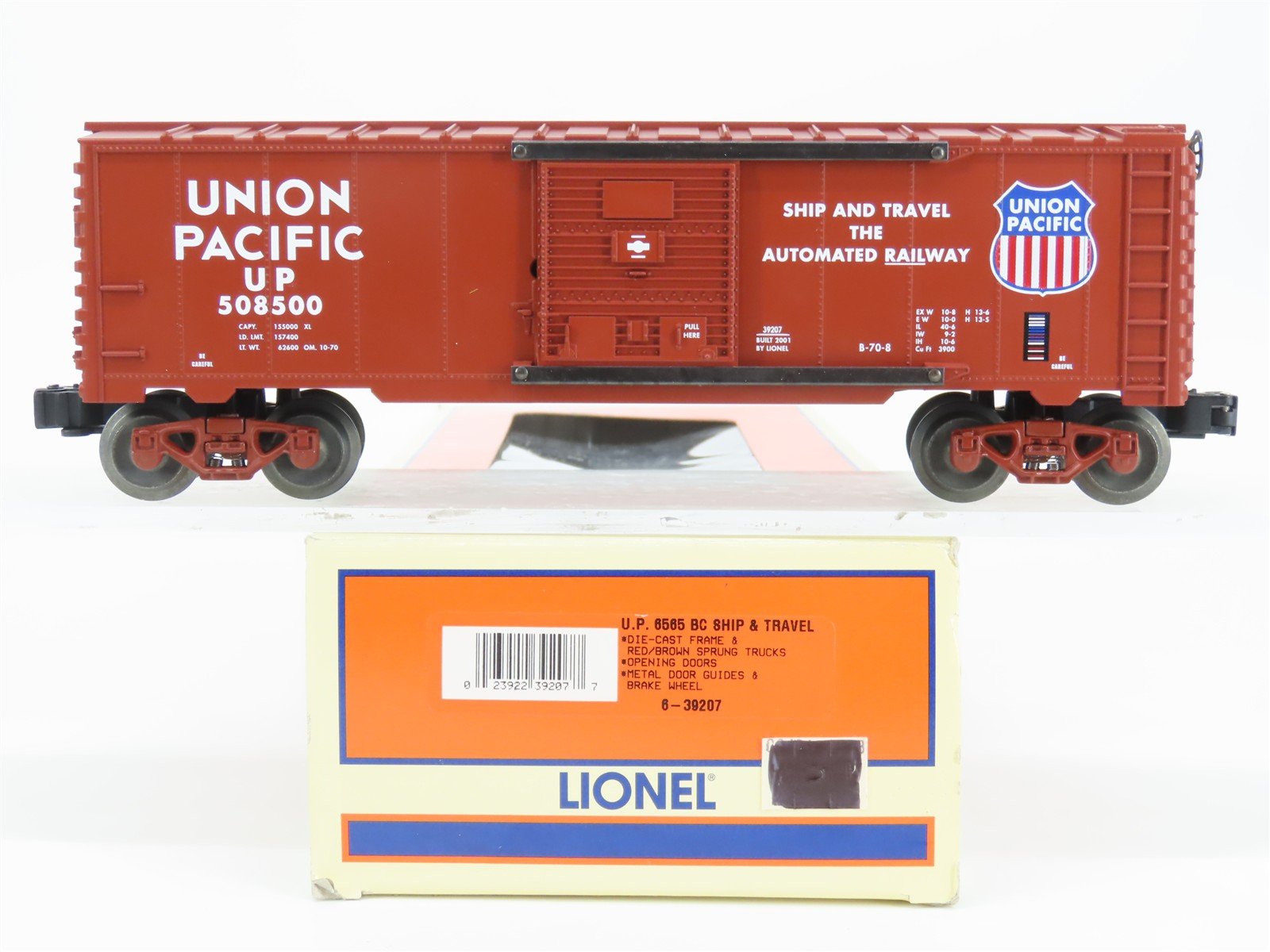 O Gauge 3-Rail Lionel 6-39207 UP Union Pacific 6565 Box Car #508500