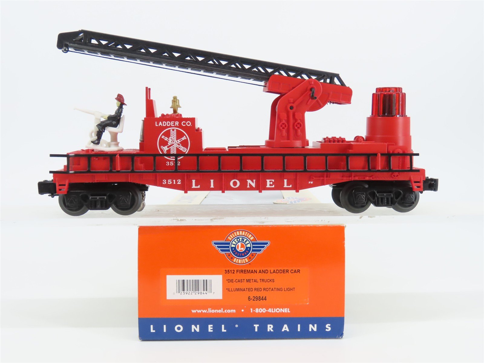 O Gauge 3-Rail Lionel Postwar 6-29844 Fireman and Ladder Car #3512