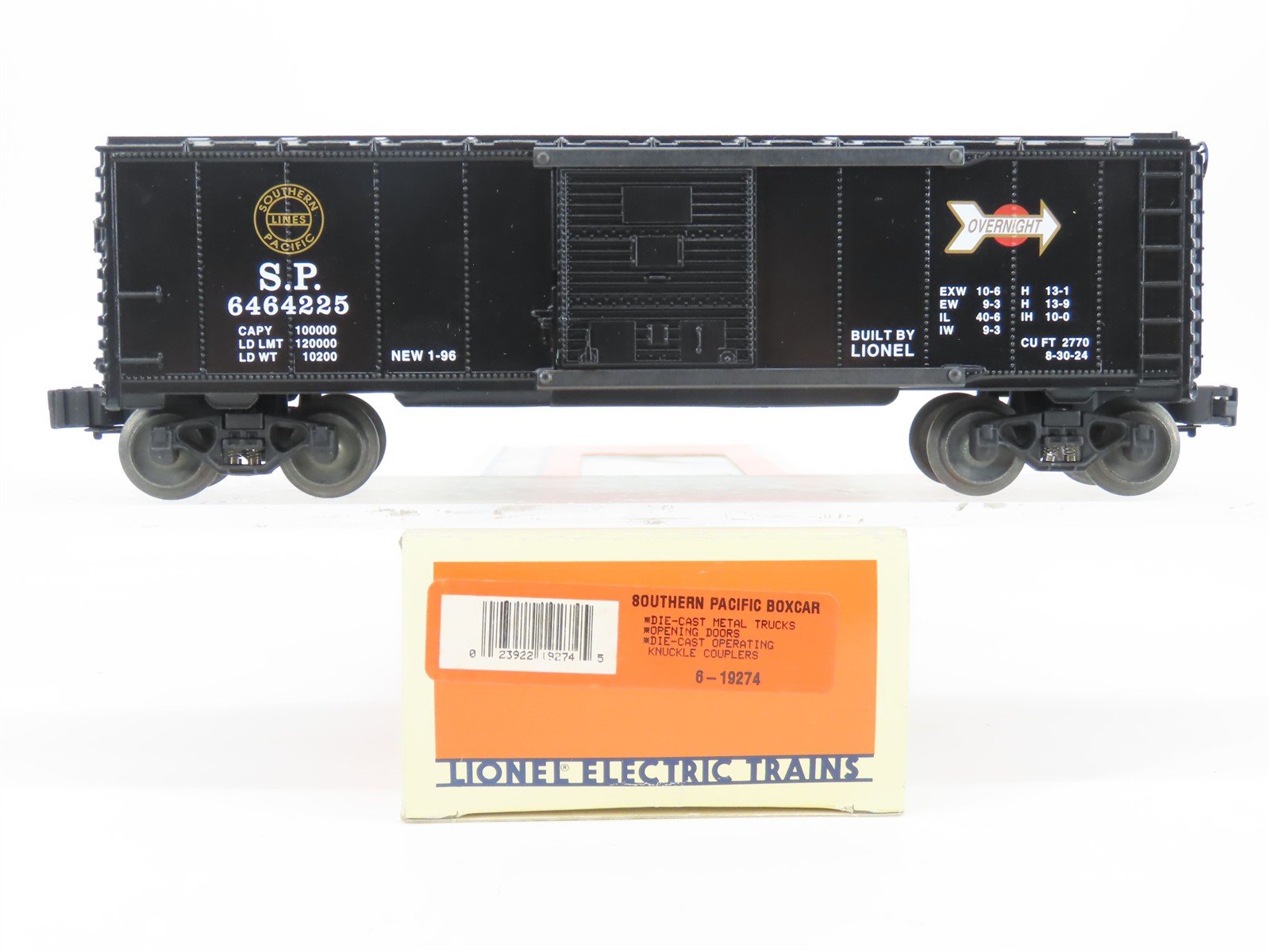O Gauge 3-Rail Lionel 6-19274 SP Southern Pacific Box Car #6464225