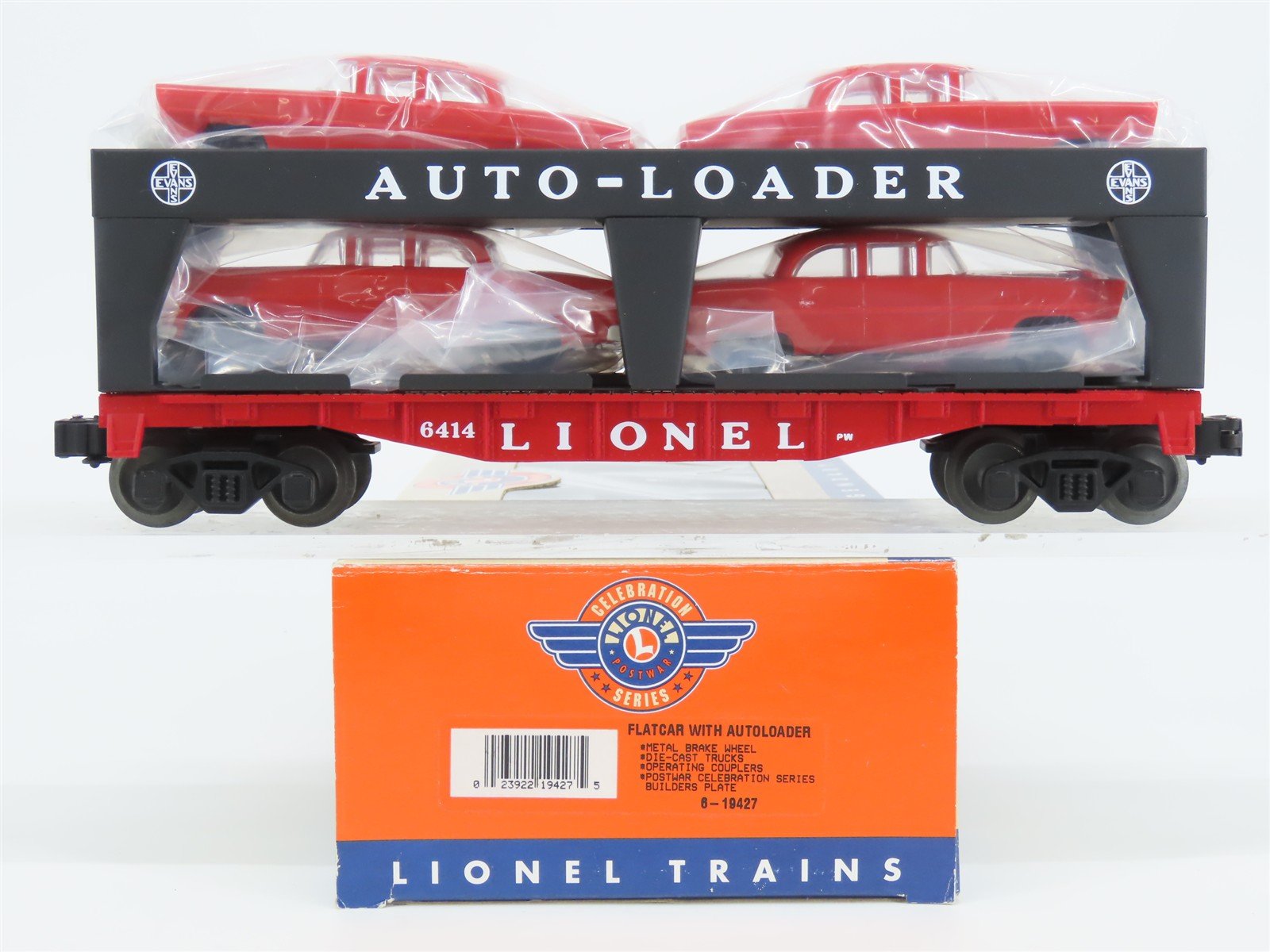 O Gauge 3-Rail Lionel Postwar Series 6-19427 Flat Car Auto Loader 6414 w/ Autos