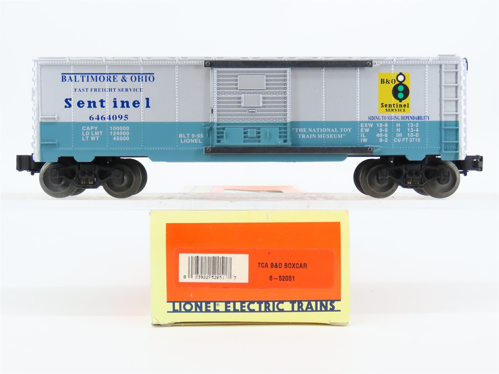 O Gauge 3-Rail Lionel 6-52051 TCA B&O Baltimore & Ohio Sentinel Box Car #6464095