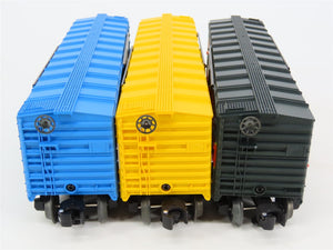 O Gauge 3-Rail Lionel 6-29209 TRB/BM/GN Single Door Box Car Set of 3