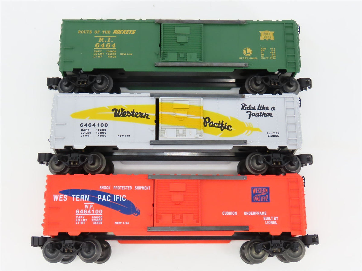 O Gauge 3-Rail Lionel 6-19257 WP/RI Single Door Box Car Set of 3