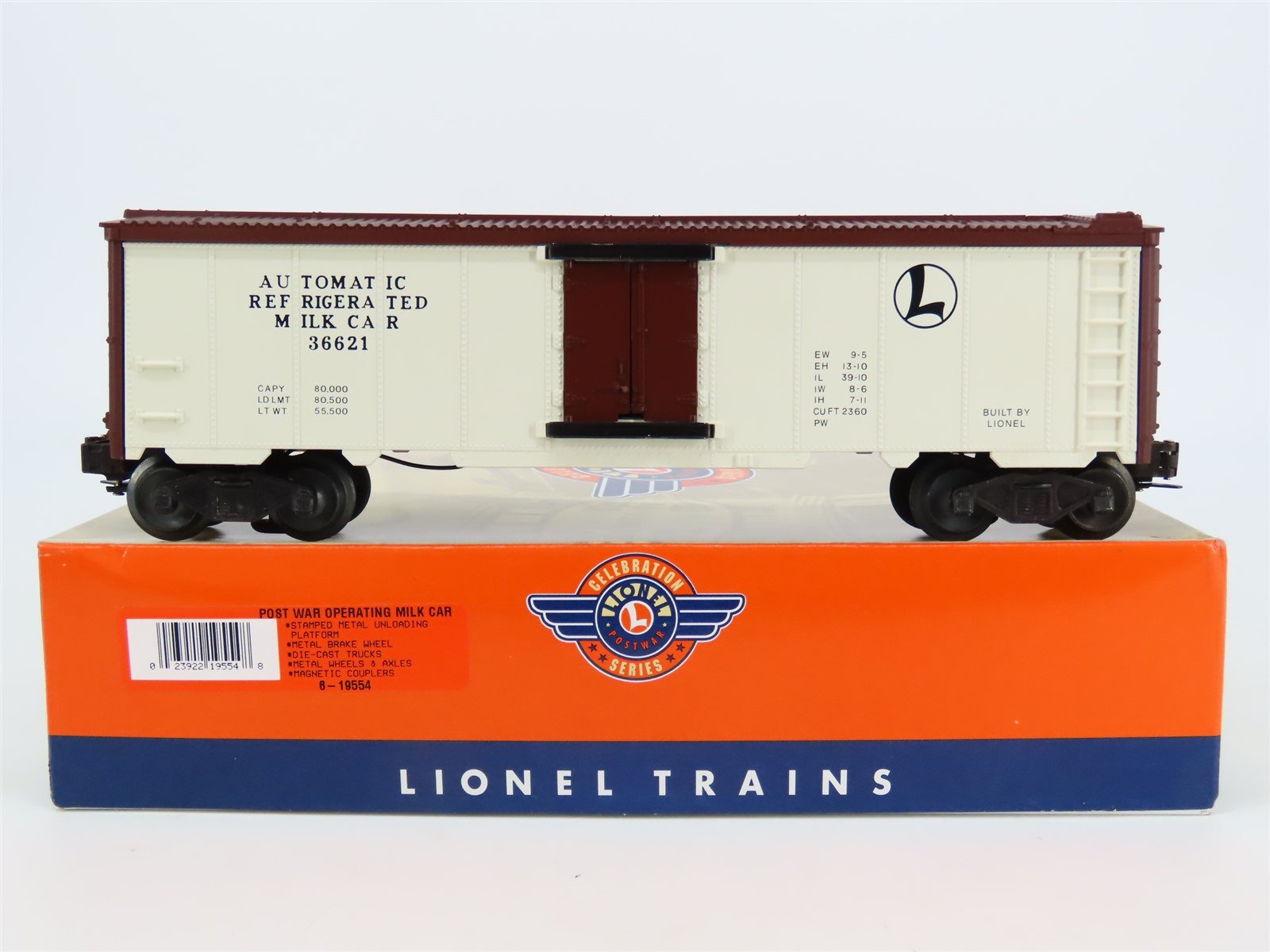 O Gauge 3-Rail Lionel Postwar 6-19554 Operating Milk Car #36621 w/ Platform