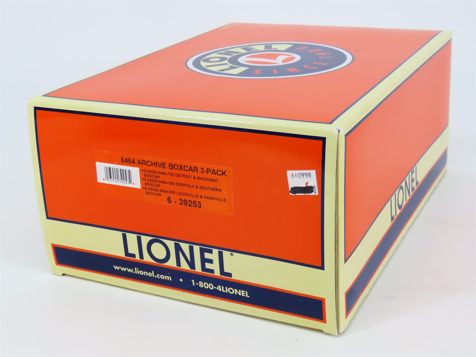 O Gauge 3-Rail Lionel 6-39253 NS/DM/L&N 6464 Archive Single Door Box Car 3-Pack