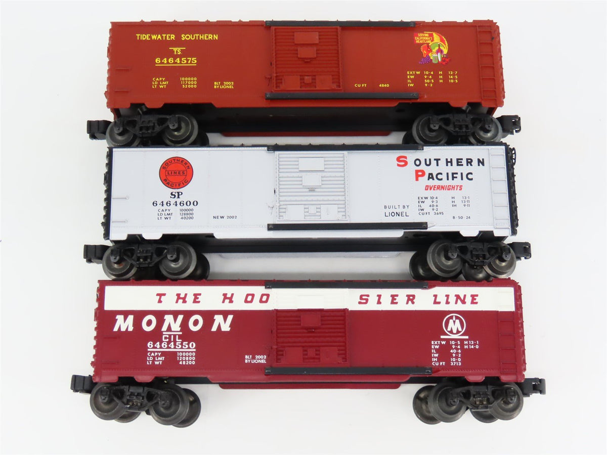 O Gauge 3-Rail Lionel 6-39223 CIL/TS/SP 6464 Archive Single Door Box Car 3-Pack