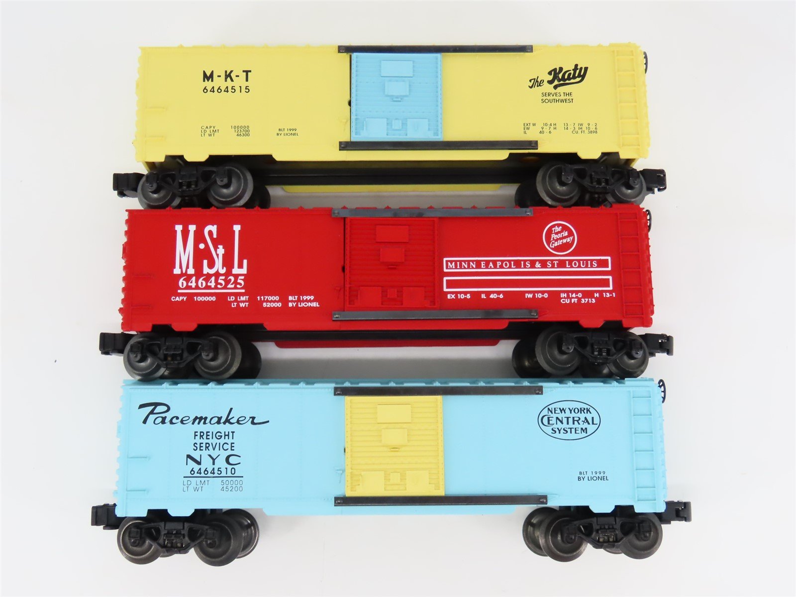 O Gauge 3-Rail Lionel 6-29267 M&StL/NYC/MKT 6464 Series VIII Box Car 3-Pack