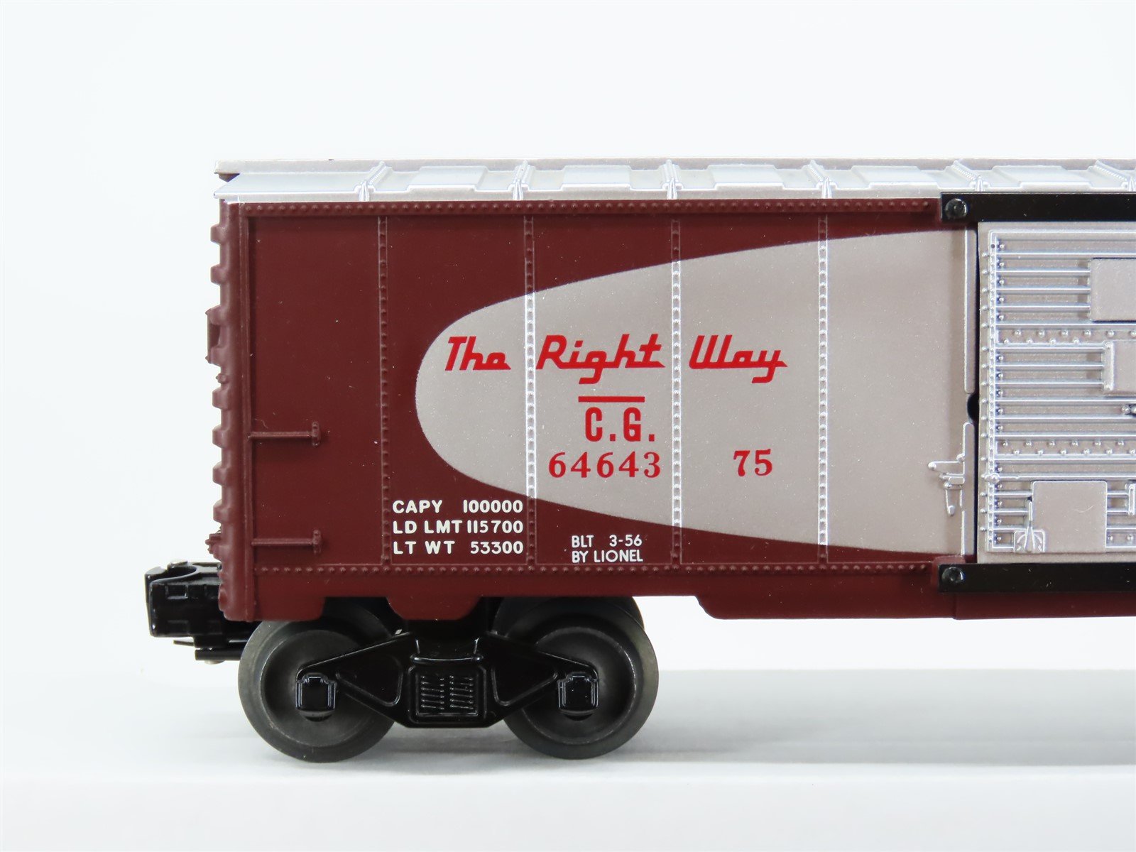 O Gauge 3-Rail Lionel Postwar 6-27776 PRR & CG 6464 Single Door Box Car 2-Pk. #3