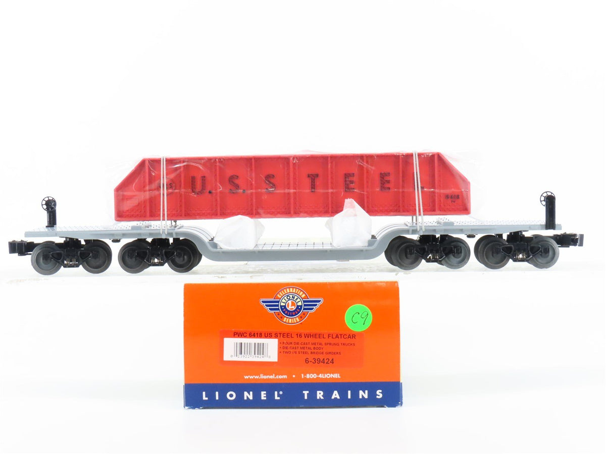 O Gauge 3-Rail Lionel 6-39424 PWC 16-Wheel Flat Car w/ US Steel Girders