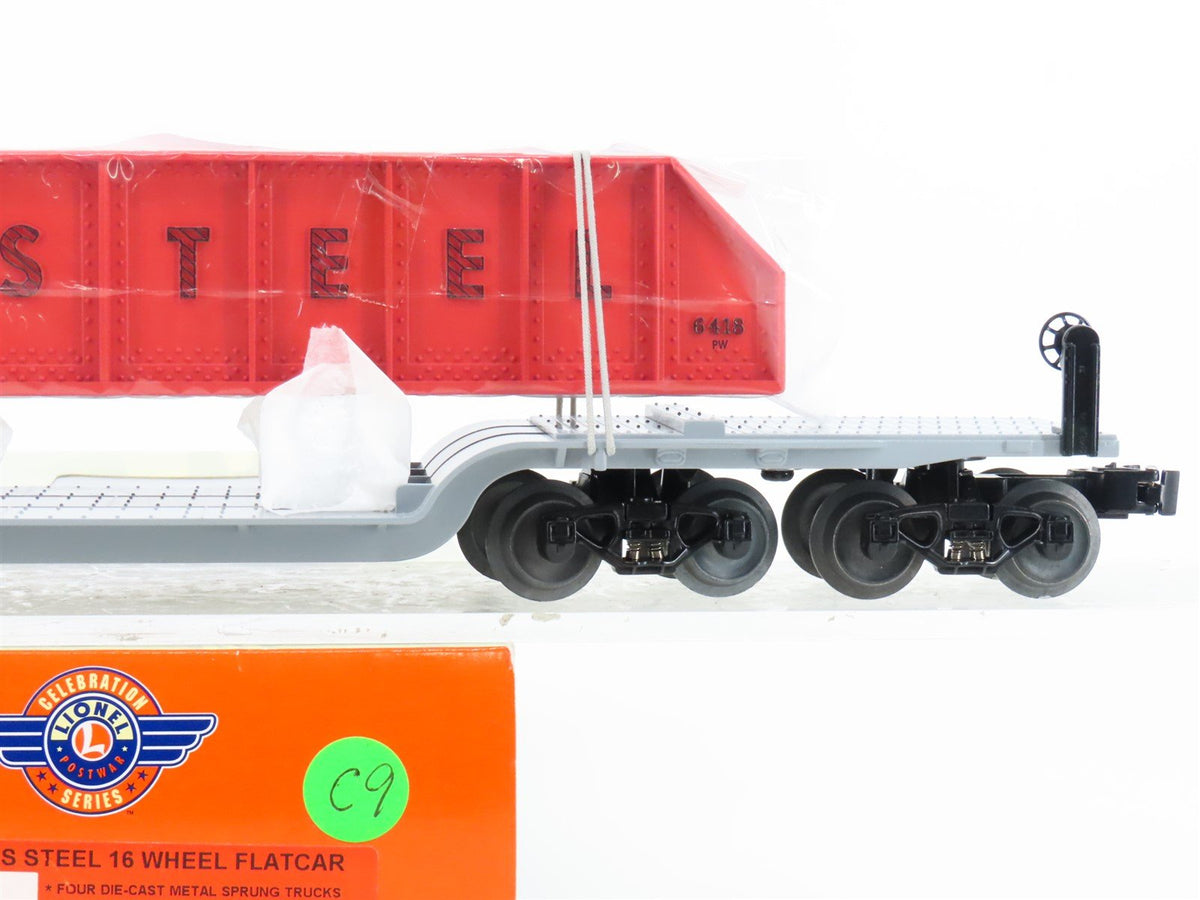 O Gauge 3-Rail Lionel 6-39424 PWC 16-Wheel Flat Car w/ US Steel Girders