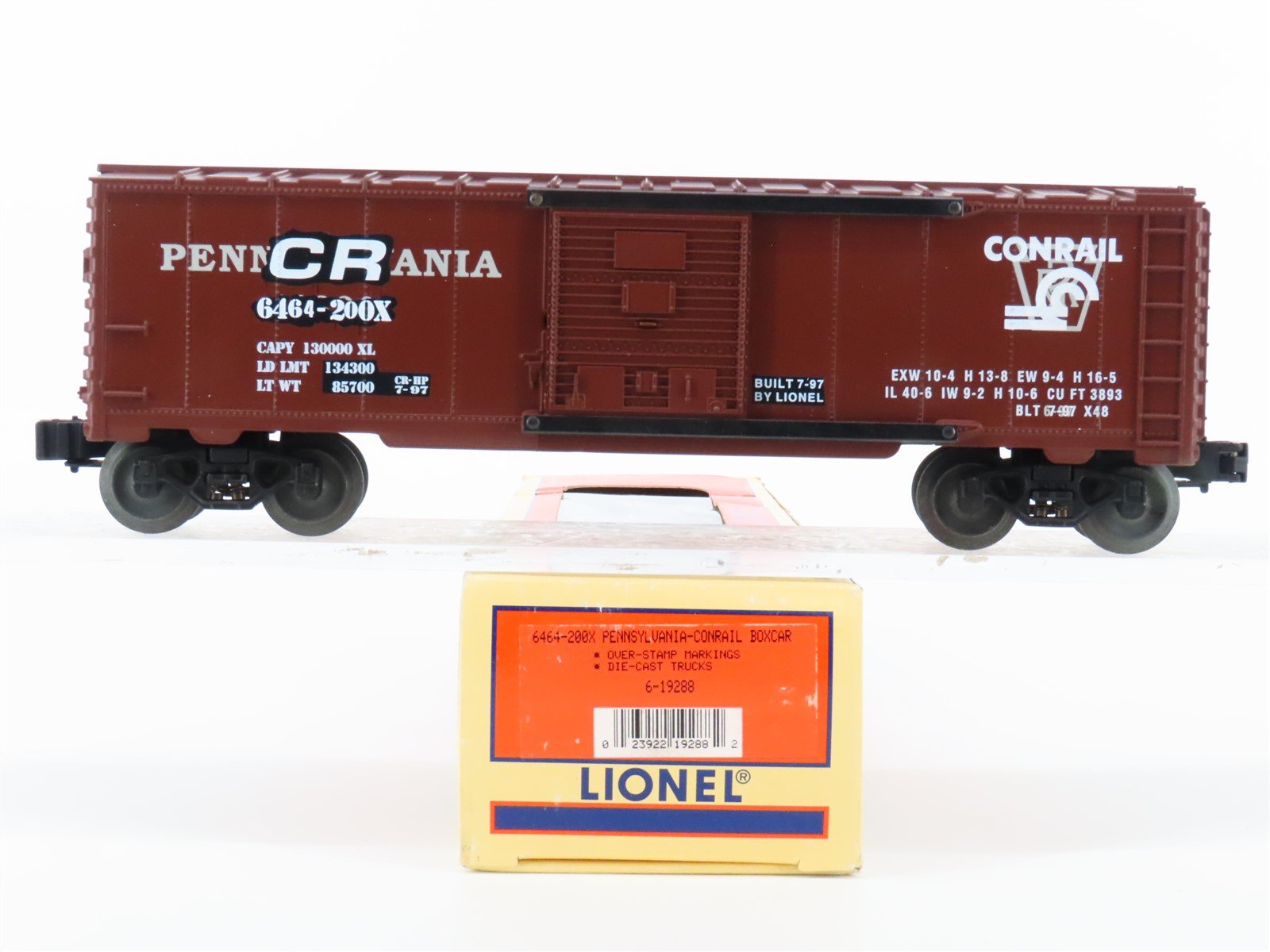 O Gauge 3-Rail Lionel 6-19288 PRR/CR Conrail Over-Stamp Box Car #6464-200X
