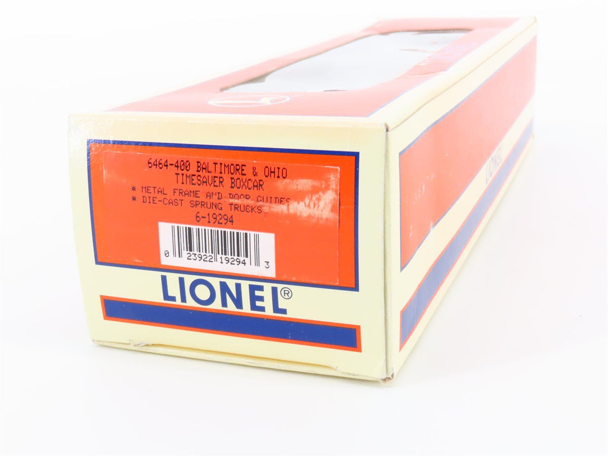 O Gauge 3-Rail Lionel 6-19294 B&amp;O Baltimore &amp; Ohio Timesaver Box Car #6464-400