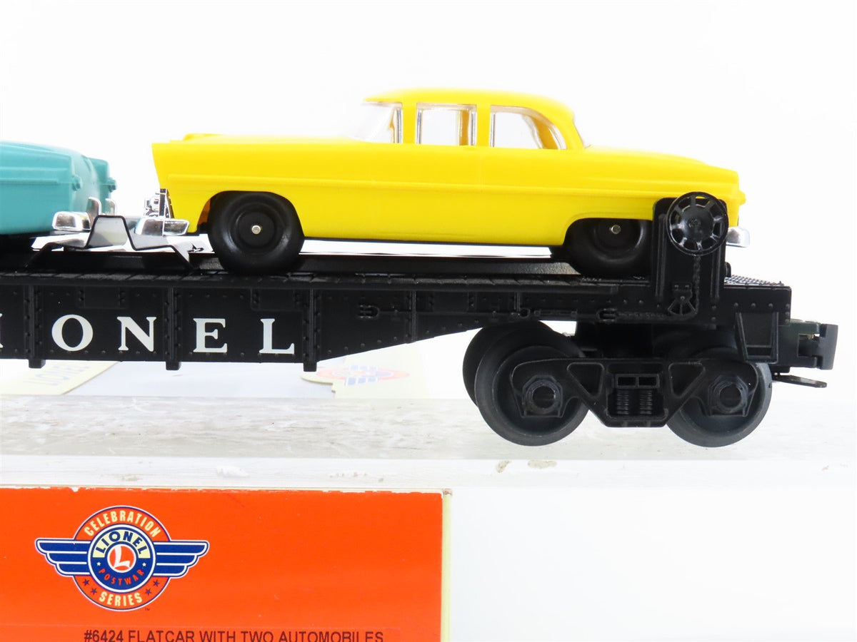 O Gauge 3-Rail Lionel Postwar 6-27734 Flat Car #6424 w/ Two Automobiles