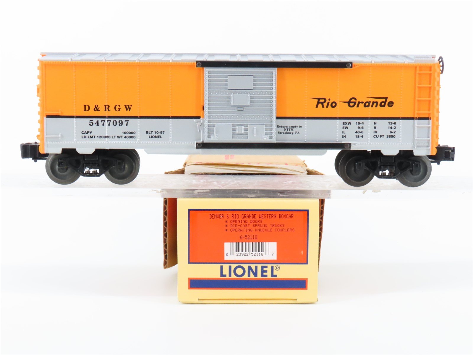 O Gauge 3-Rail Lionel 6-52118 D&RGW Rio Grande Single Door Box Car #5477097