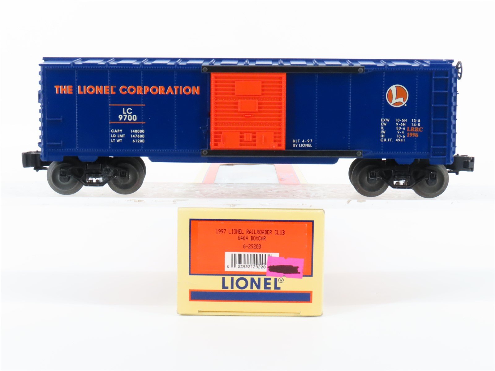 O Gauge 3-Rail Lionel 6-29200 LRRC LC Lionel Railroader Club Box Car #9700