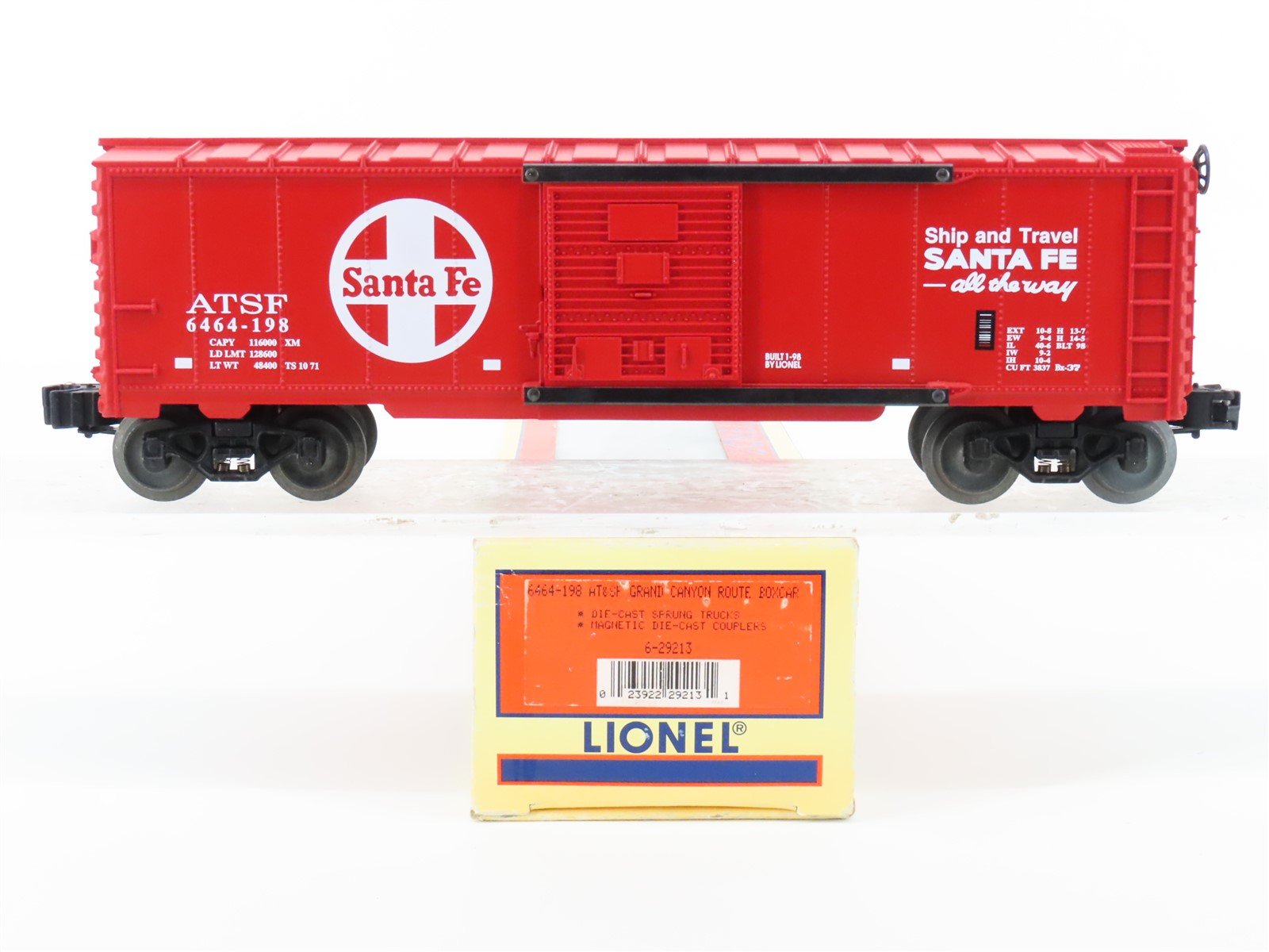 O Gauge 3-Rail Lionel 6-29213 ATSF Santa Fe Grand Canyon Route Box Car #6464-198