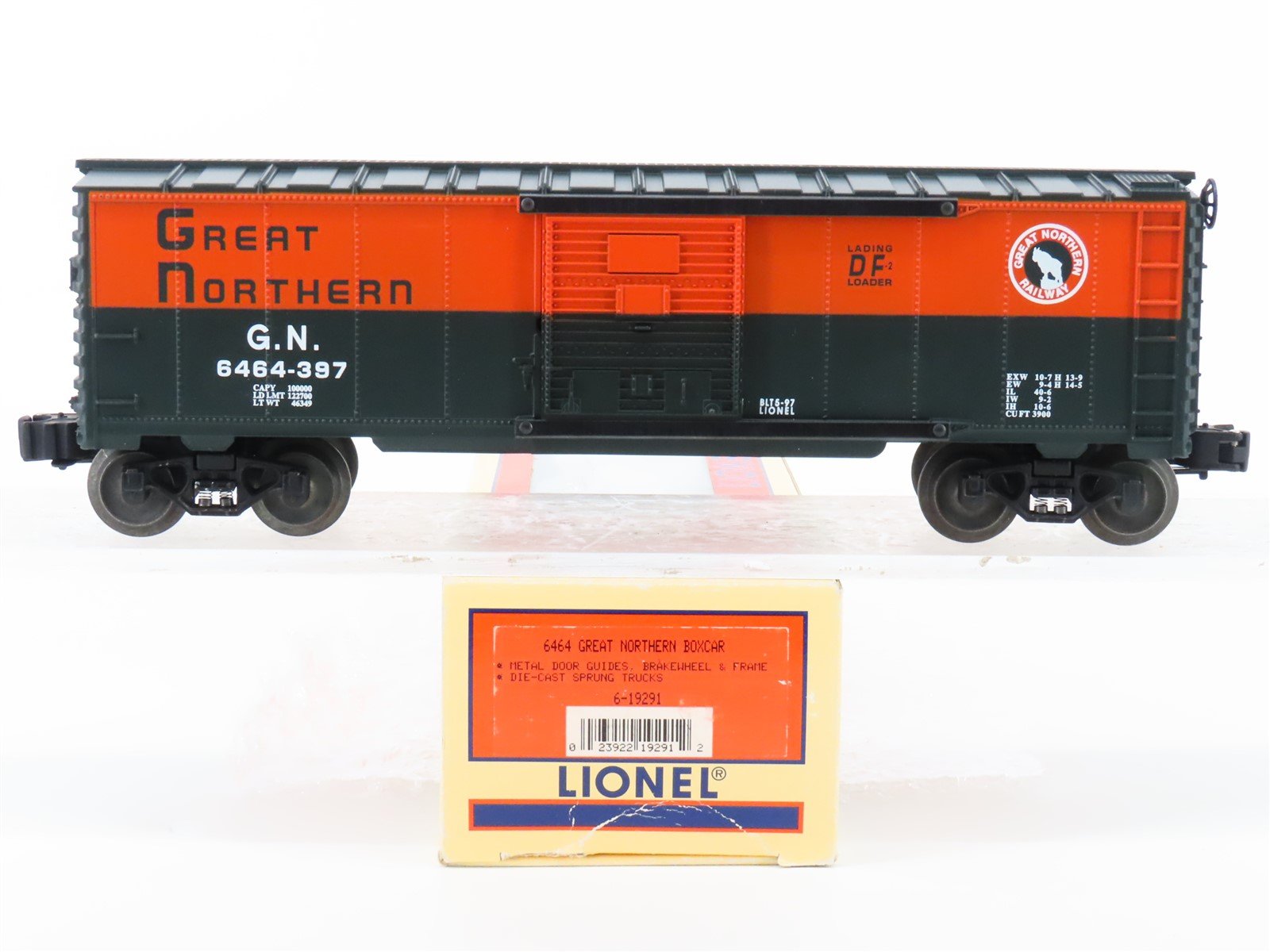 O Gauge 3-Rail Lionel 6-19291 GN Great Northern Single Door Box Car #6464-397