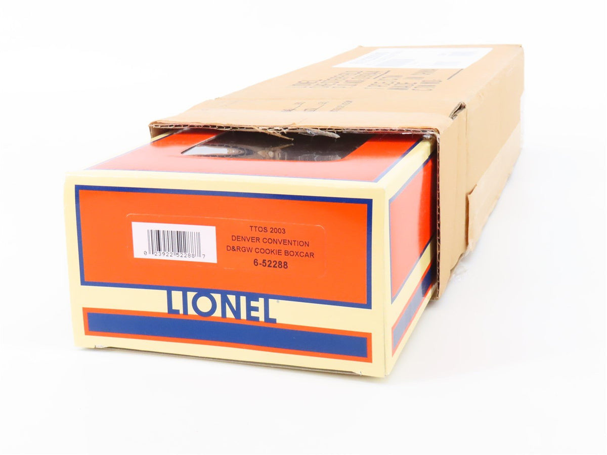 O Gauge 3-Rail Lionel 6-52288 TTOS 2003 D&amp;RGW Rio Grande Cookie Box Car #60002