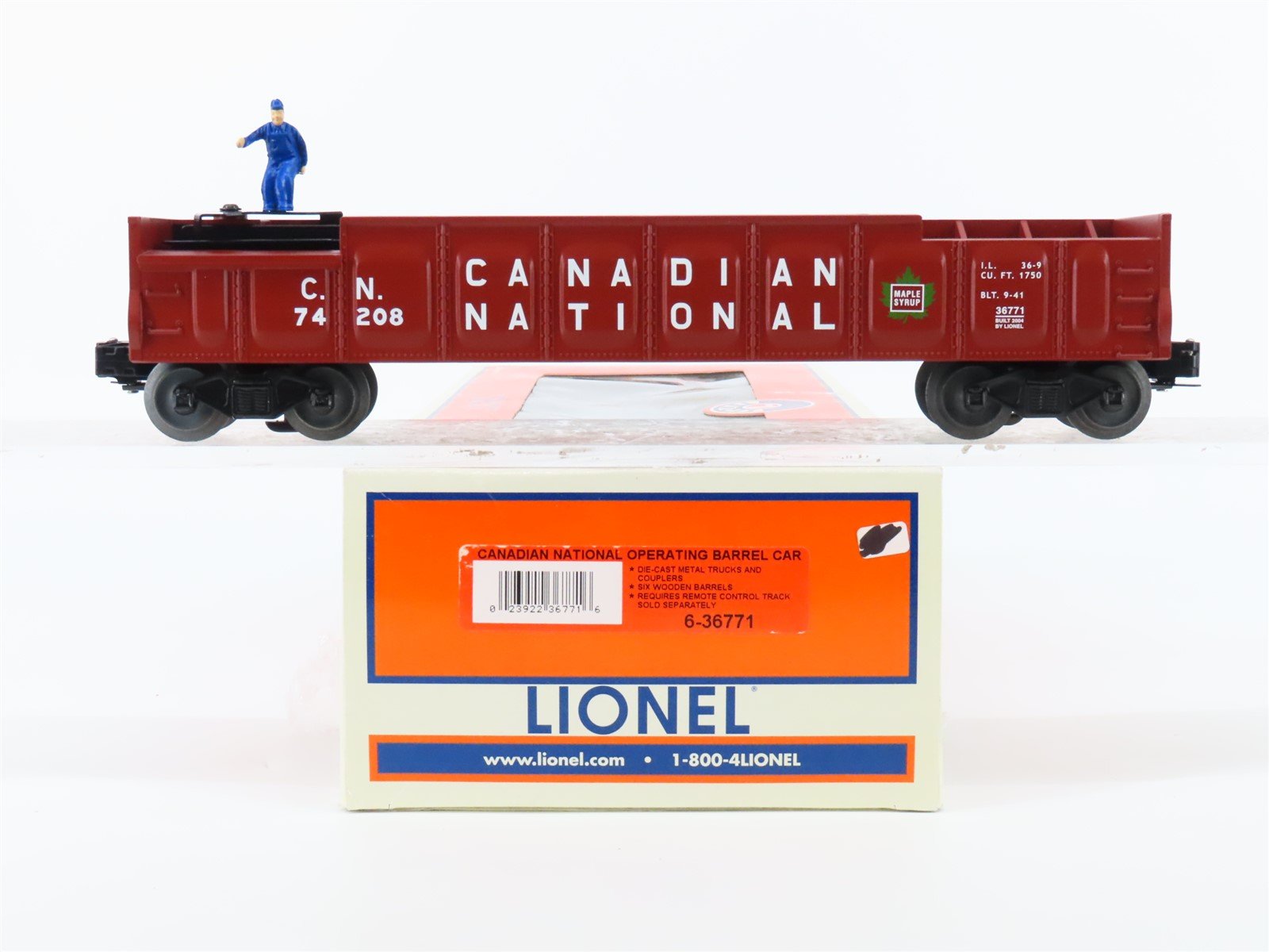 O Gauge 3-Rail Lionel 6-36771 CN Canadian National Operating Barrel Car #74208