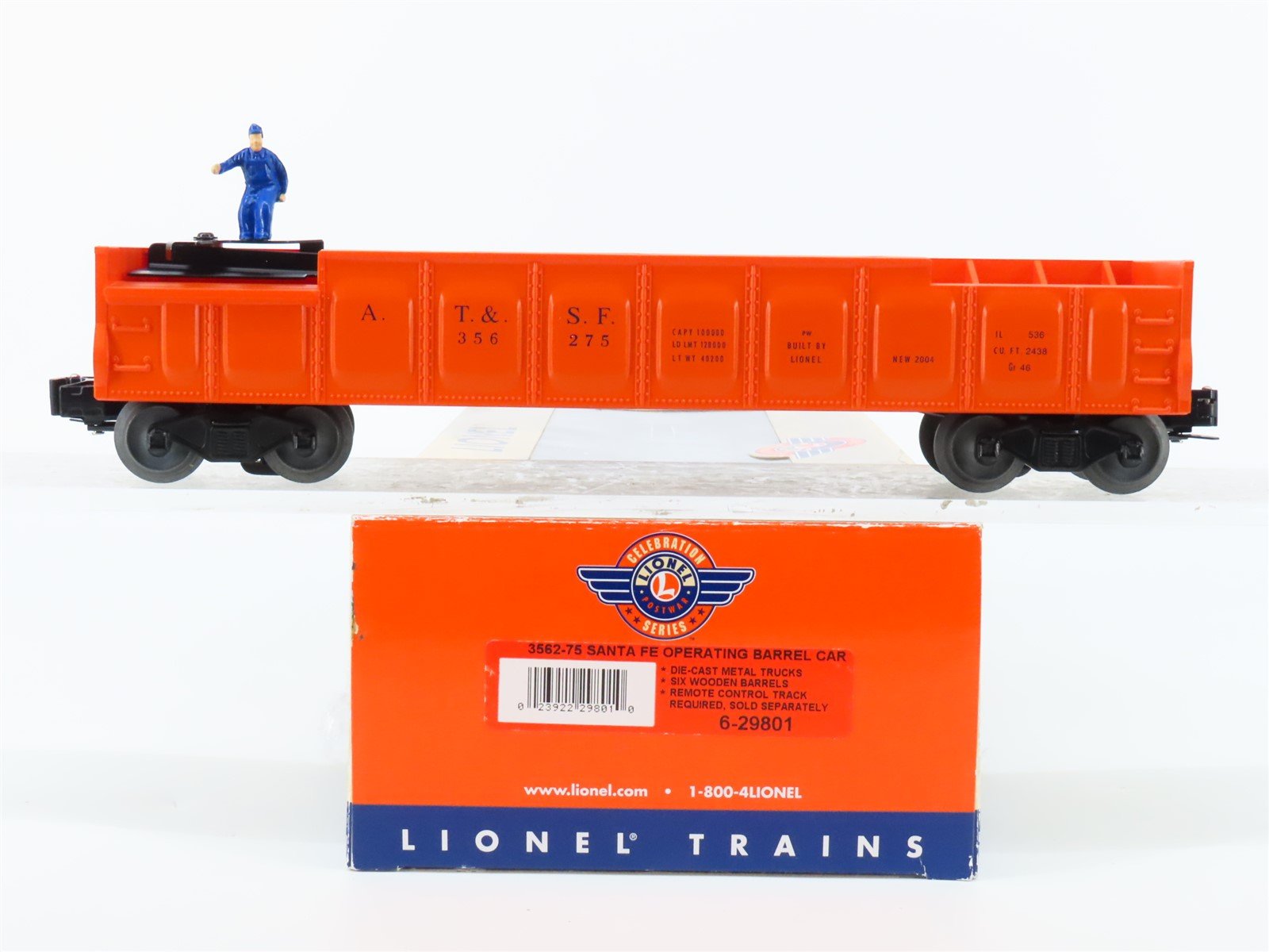 O Gauge 3-Rail Lionel Postwar 6-29801 ATSF Santa Fe Operating Barrel Car #356275