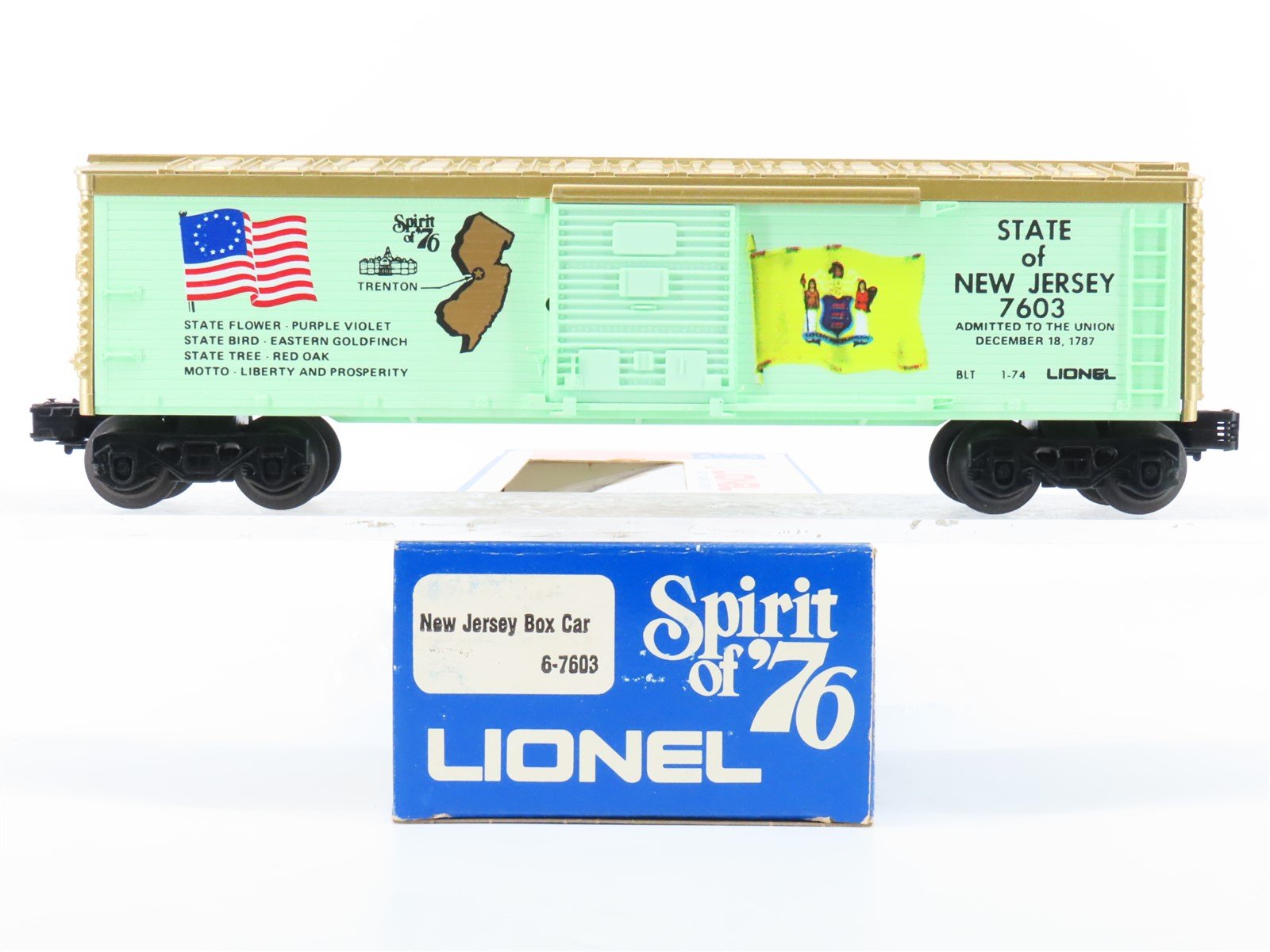 O Gauge 3-Rail Lionel 6-7603 State of New Jersey Single Door Box Car #7603