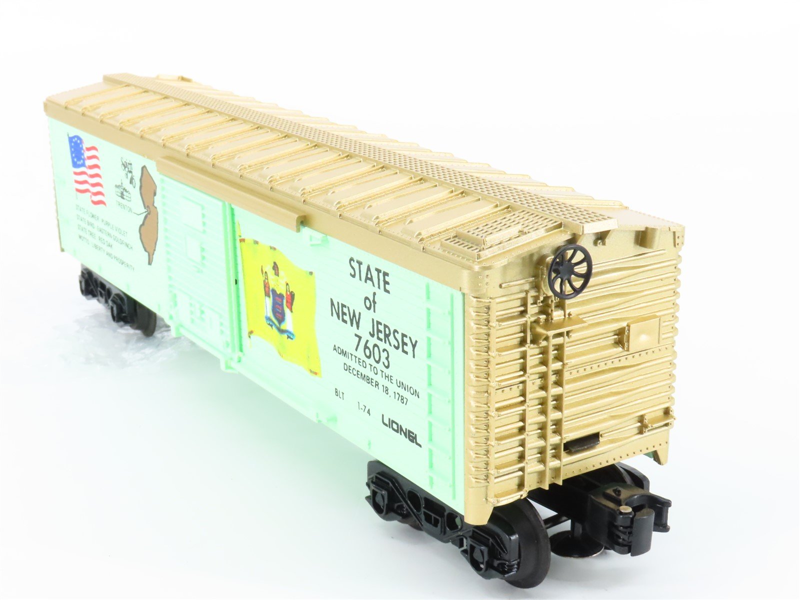 O Gauge 3-Rail Lionel 6-7603 State of New Jersey Single Door Box Car #7603
